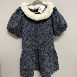 Janie and Jack Blue Floral Dress with White Collar